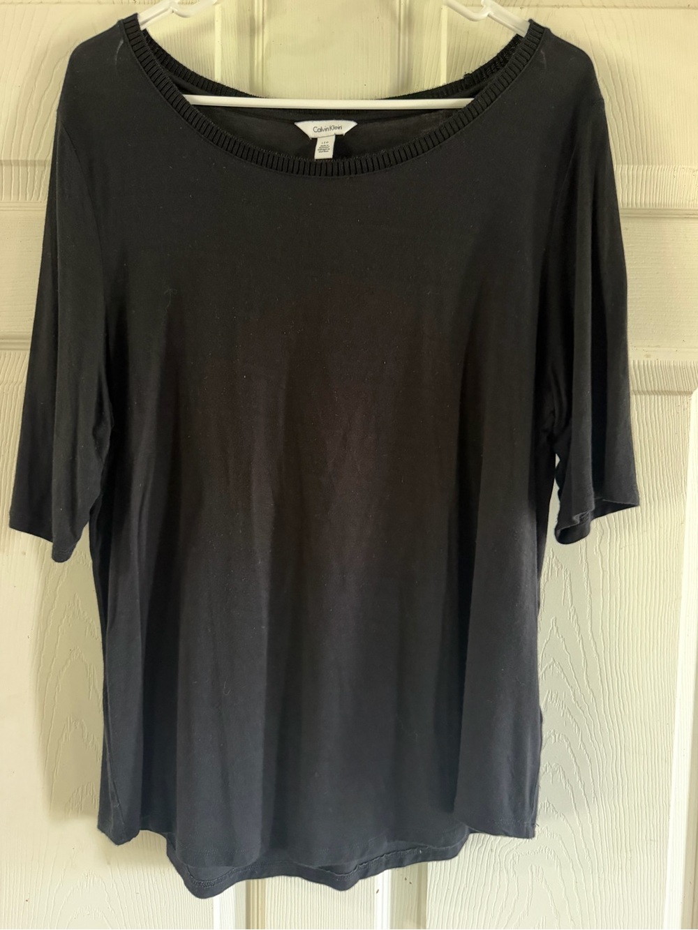 Calvin Klein Black Short-Sleeve Boatneck Top